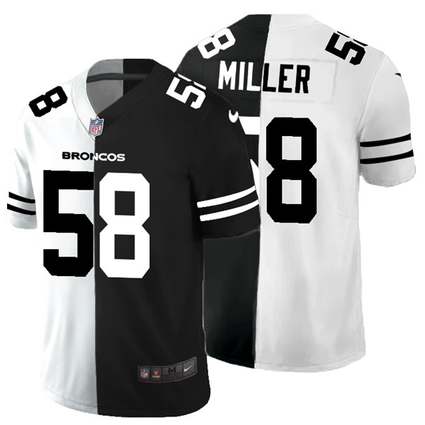 Men's Denver Broncos #58 Von Miller Black & White NFL Split Limited Stitched Jersey Men's Denver Broncos #58 Von Miller Black & White NFL Split Limited Stitched Jersey